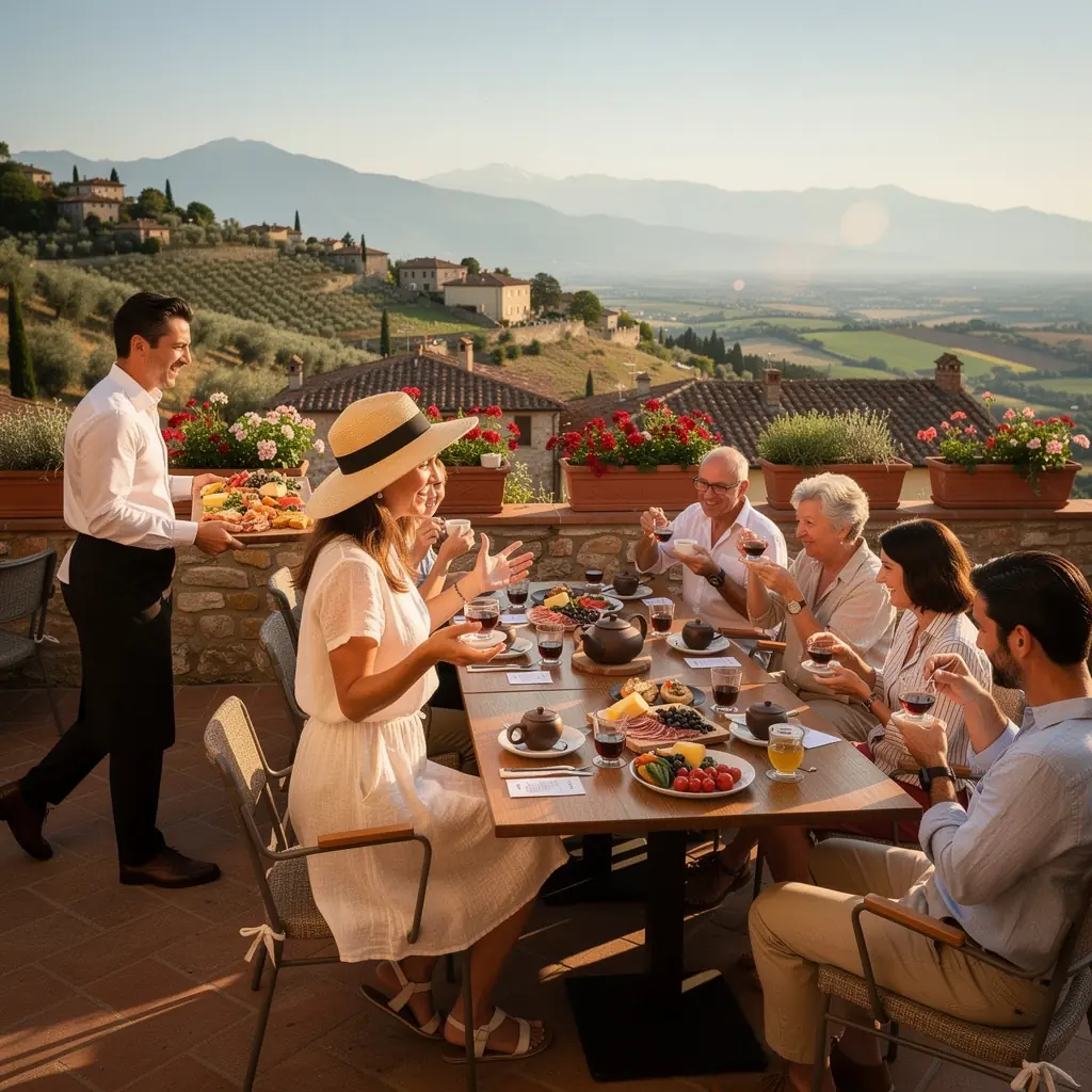 Un esperto di tè che prepara una degustazione di tè nero per un gruppo di persone.