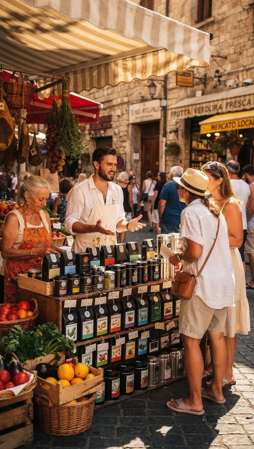 Tazza di tè nero fumante con foglie di tè sul tavolo di legno.